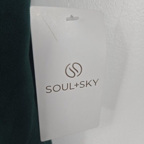 Soul + Sky Women's Size Medium Rain Forest Green Velour Zip Vest Jacket NWT - Picture 2 of 6